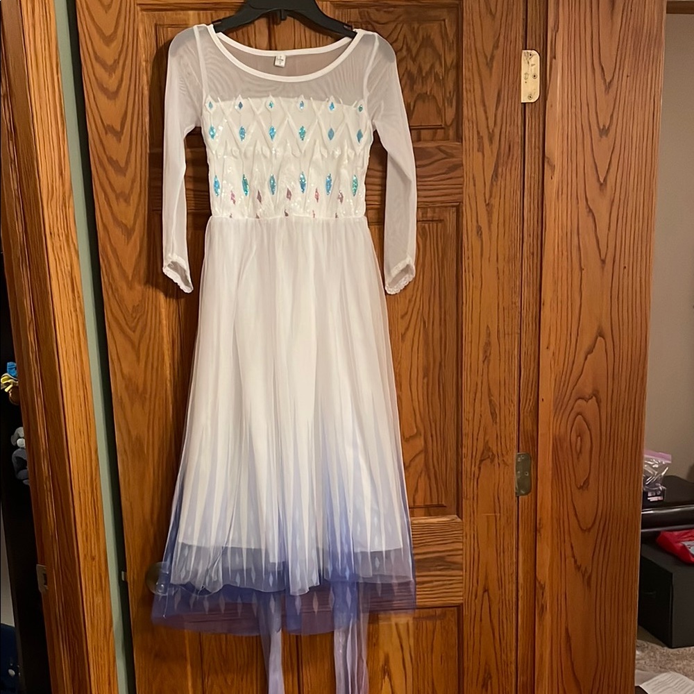 Embellished White and Blue 3/4 Sleeve Snow Queen dress